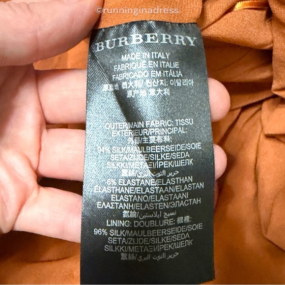 Burberry Prorsum 2016 Runway Burnt Orange Silk Sateen Midi Dress Size 42 U.S. 8 - Picture 10 of 13